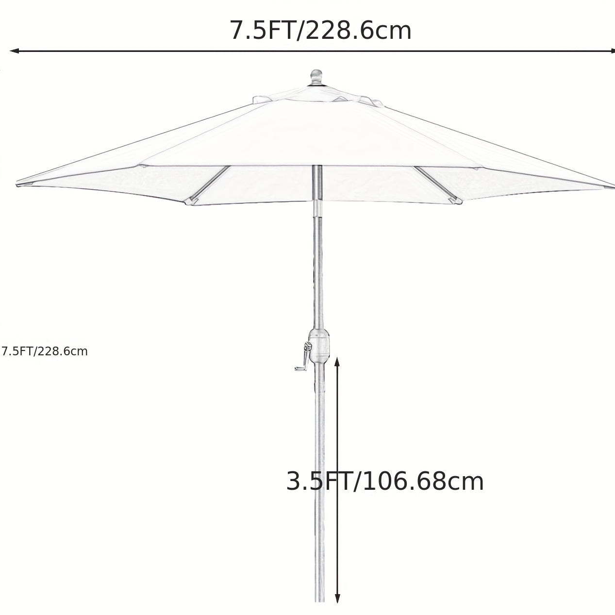 7.5' Outdoor Patio Umbrella  Table Market Umbrella With Push Button Tilt/Crank