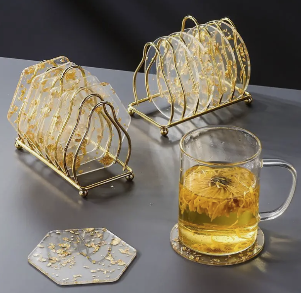 Gold Framed Coaster Rack