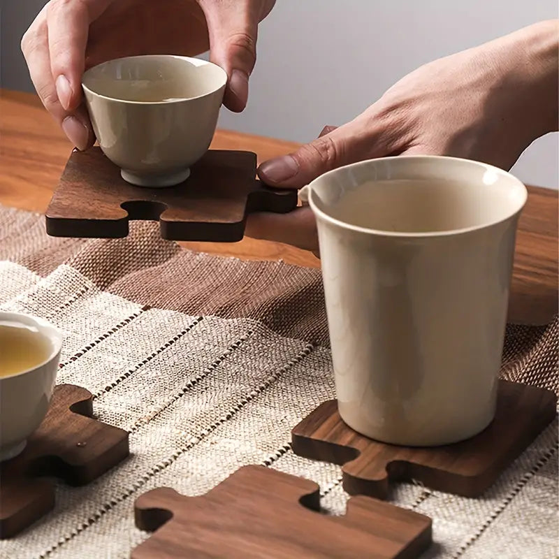 Puzzle Shaped Mahogany Coaster