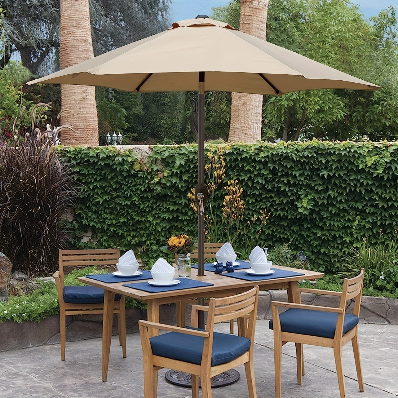 7.5' Outdoor Patio Umbrella  Table Market Umbrella With Push Button Tilt/Crank