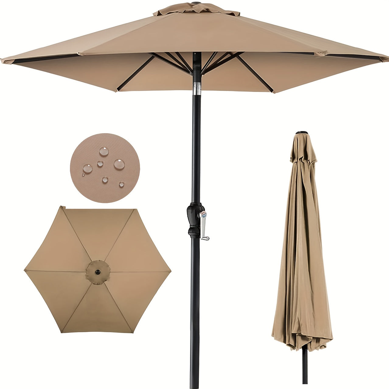 7.5' Outdoor Patio Umbrella  Table Market Umbrella With Push Button Tilt/Crank